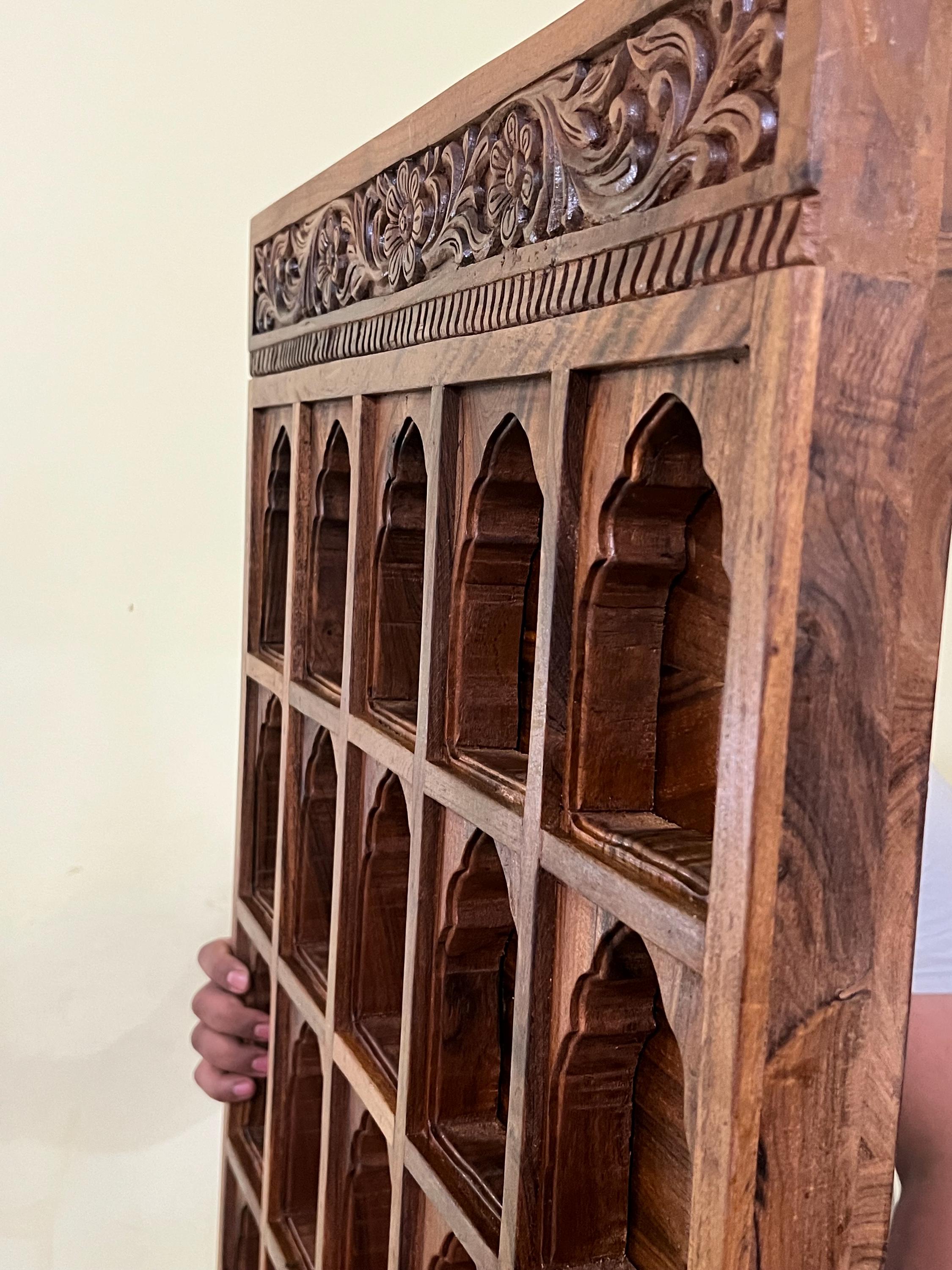 Wooden Jharokha Wall Shelf - 25 Niches