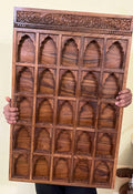 Hand Carved Teak Wood Wall Panel | Royal Jharokha Niche Shelf Decor