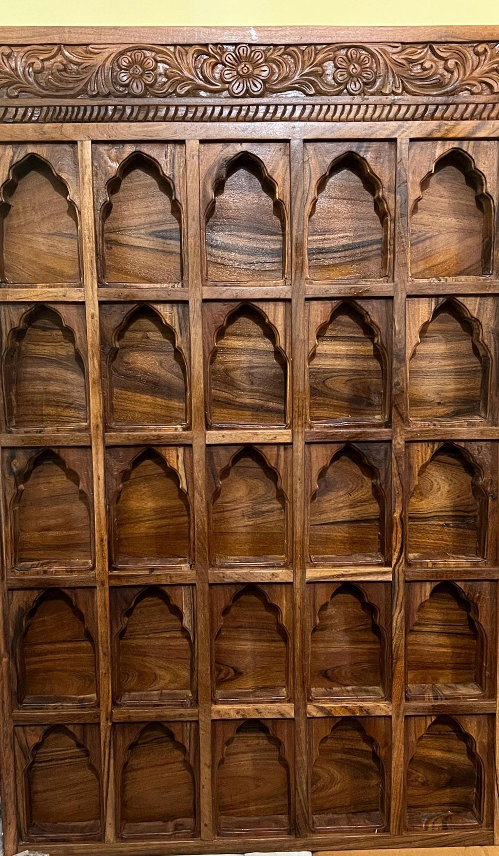 Hand Carved Teak Wood Wall Panel | Royal Jharokha Niche Shelf Decor