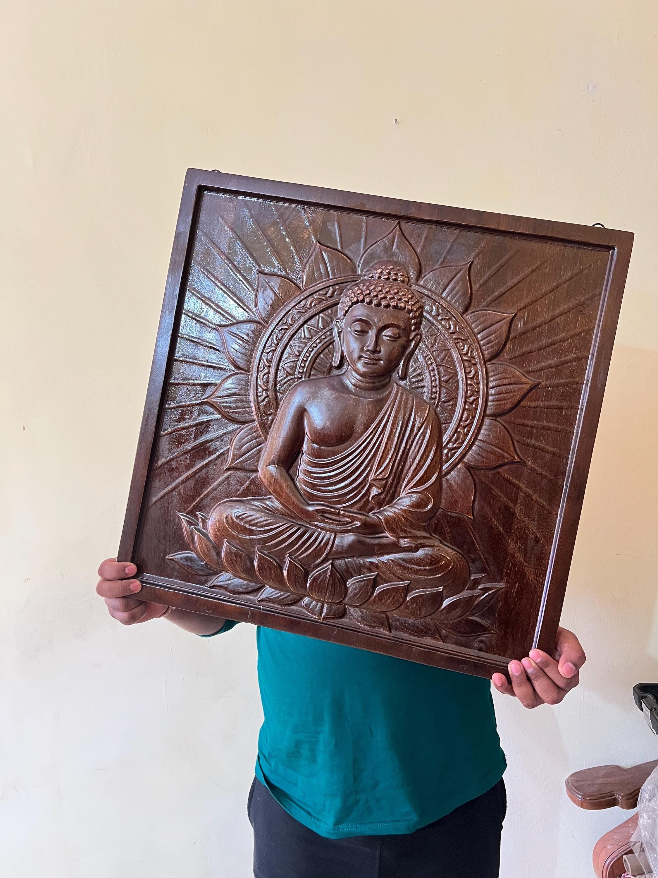 Buddha Wood Panel - Dark Finish