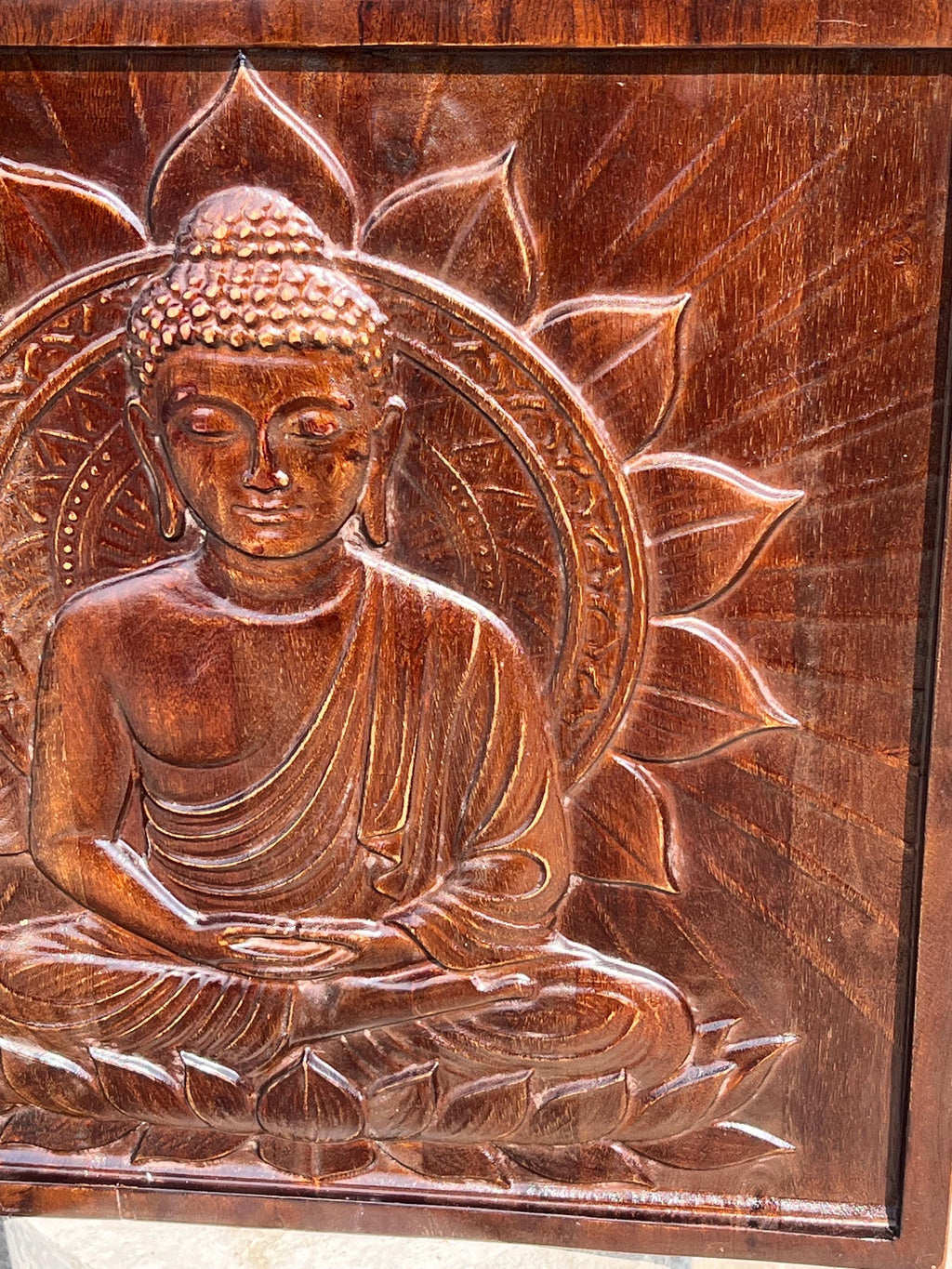 Buddha Wood Panel - Dark Finish
