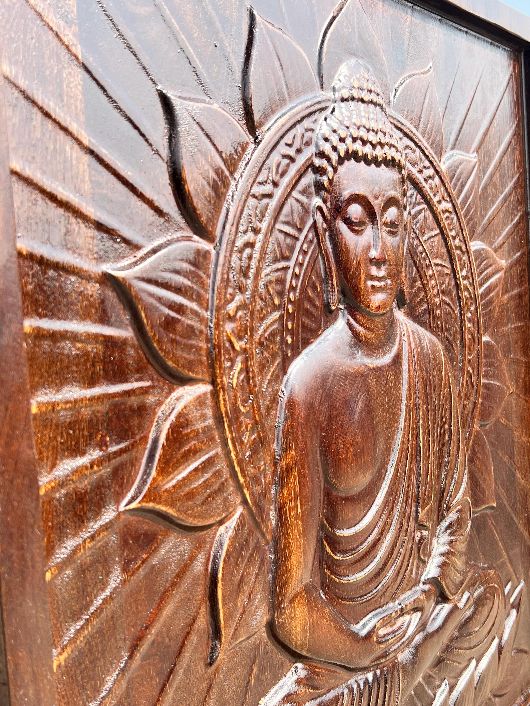 Buddha Wood Panel - Dark Finish