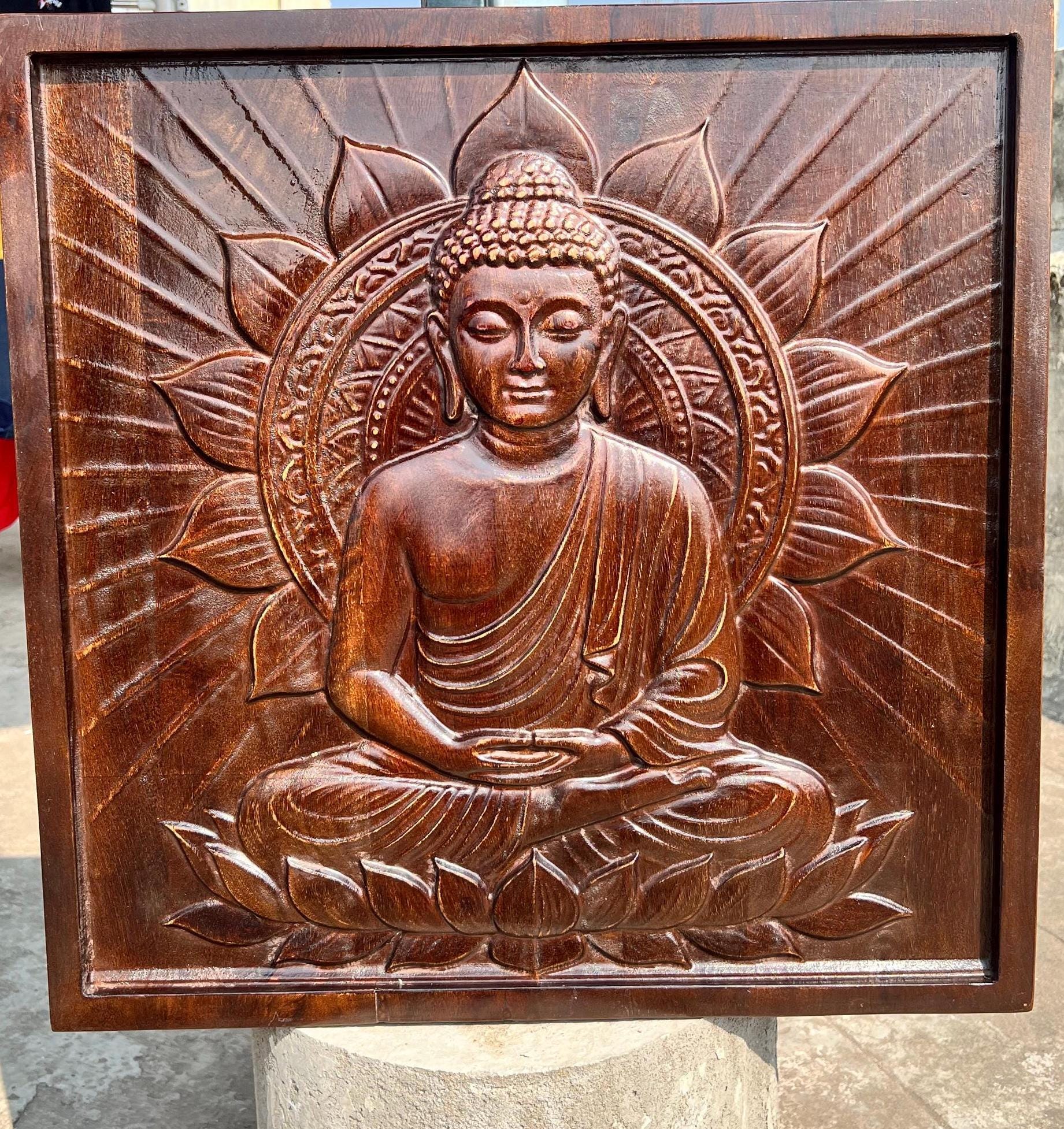 Buddha Wood Panel - Dark Finish