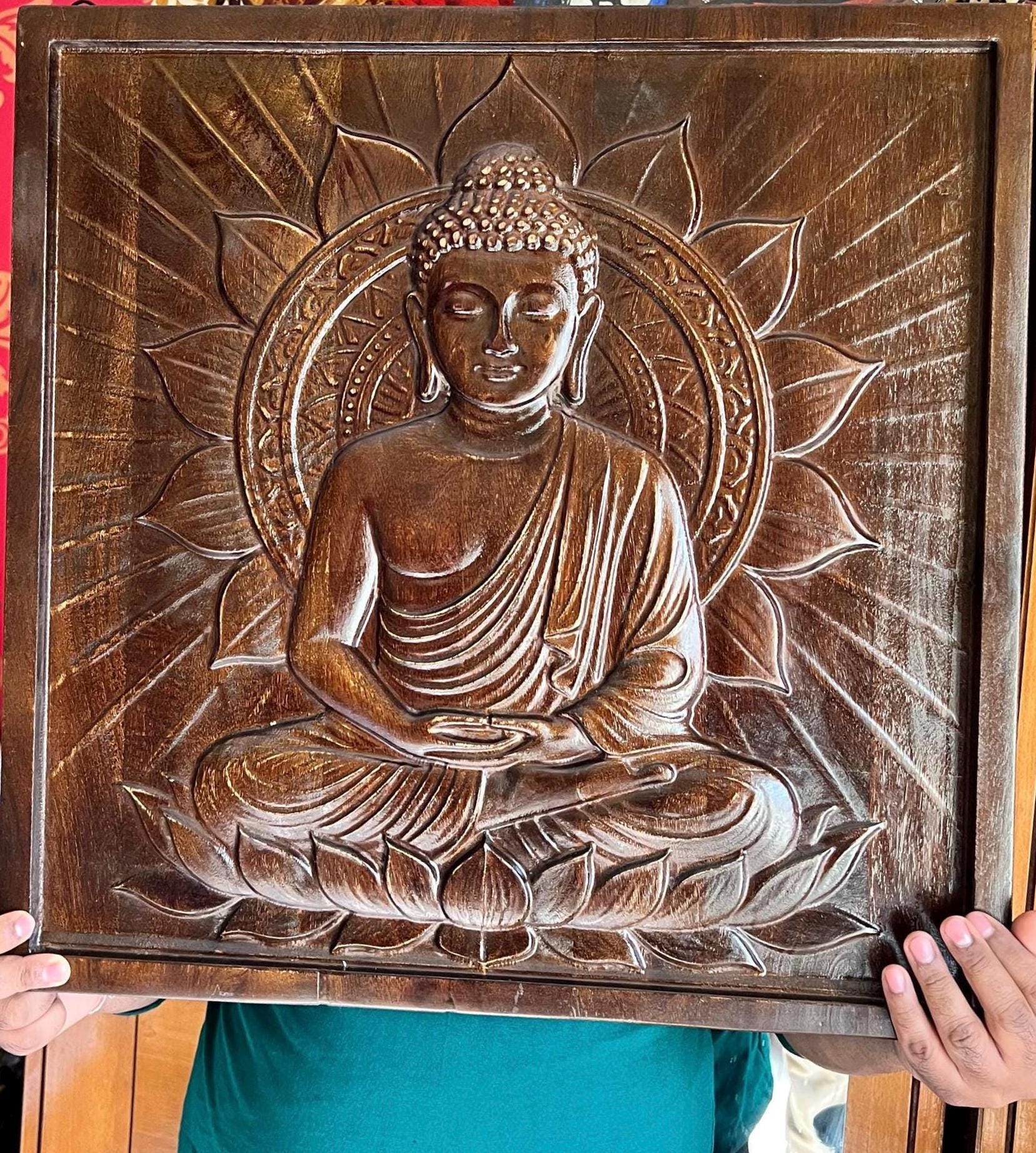 Buddha Wood Panel - Dark Finish