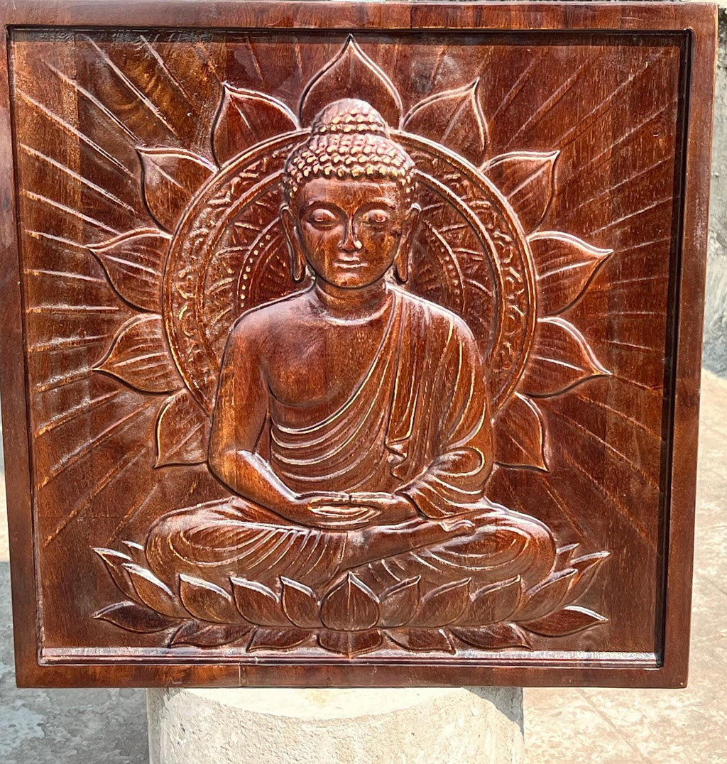 Buddha Wood Panel - Dark Finish
