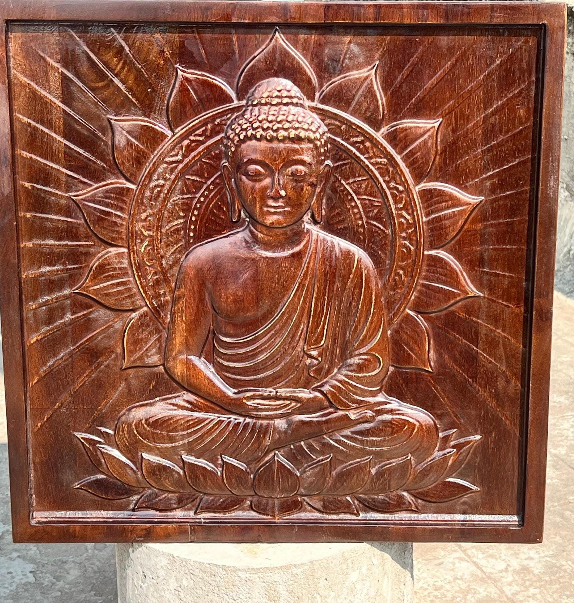 Buddha Wood Panel - Dark Finish