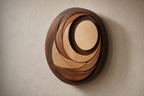Lunar Petal Wood Disk — Angle view