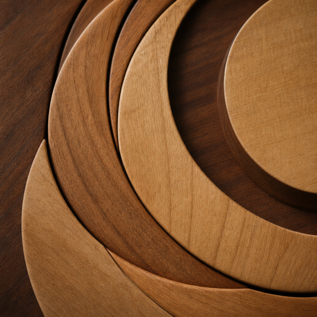 Lunar Petal Wood Disk — Detail view
