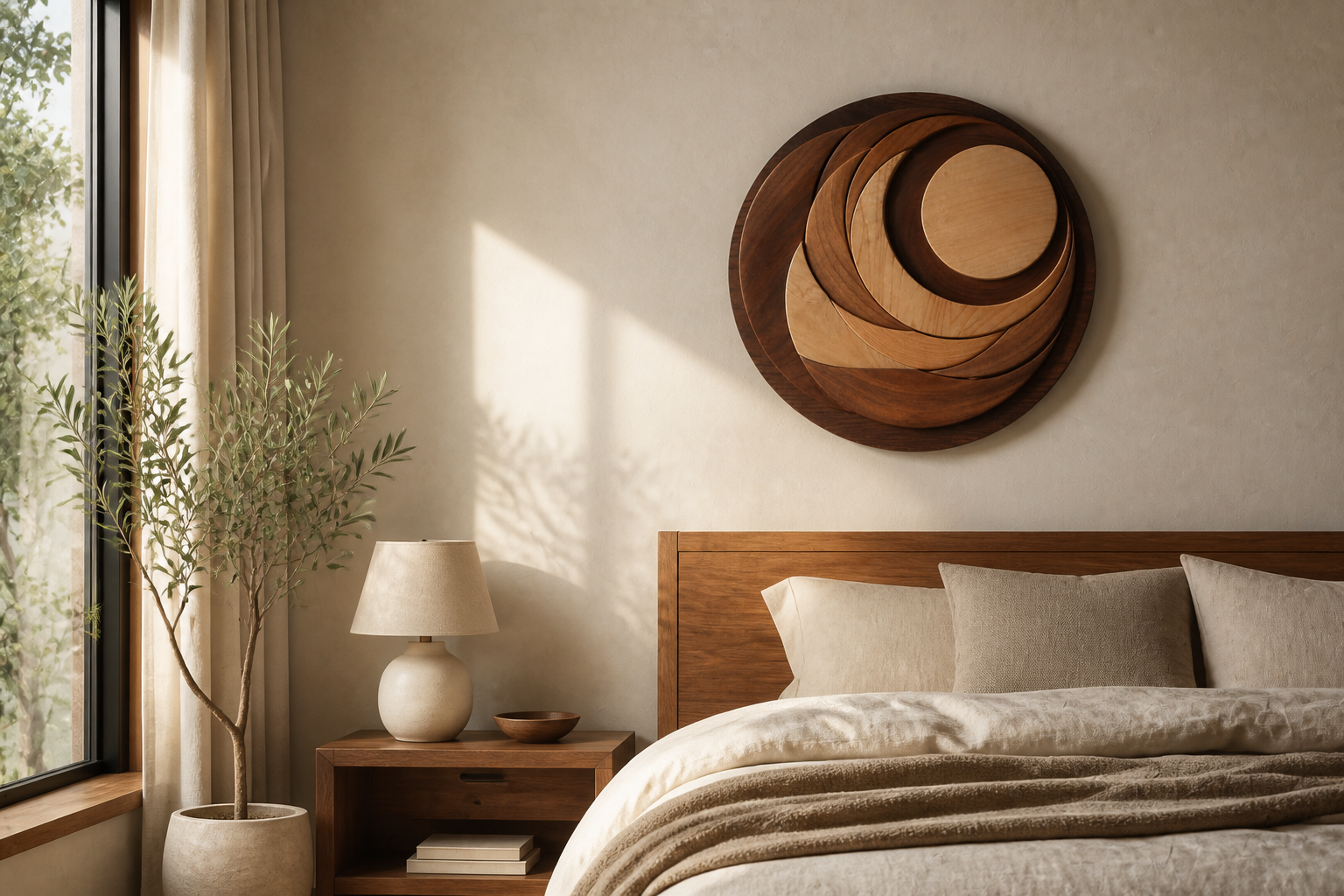 Lunar Petal Wood Disk — Room view