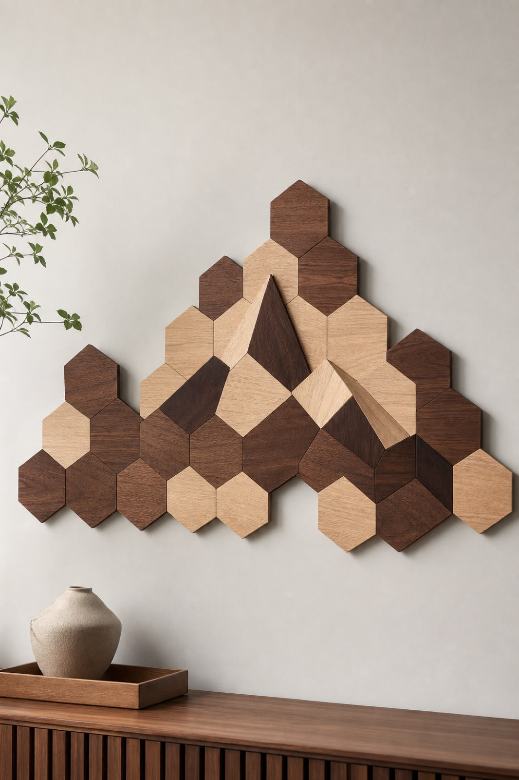 Hex Mountain Walnut Mosaic