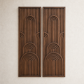 Pair of Archway geometric carved wood wall panels
