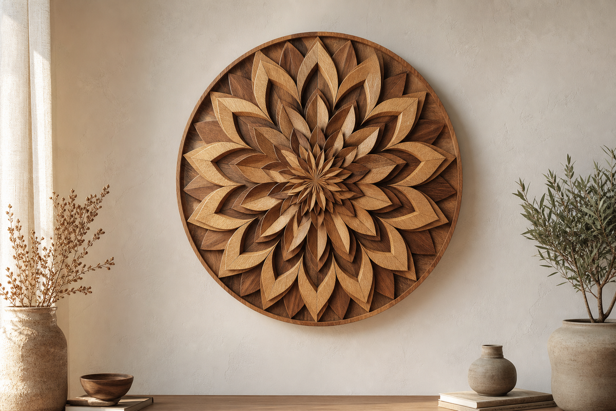 Aureole Bloom Wood Medallion styled product preview