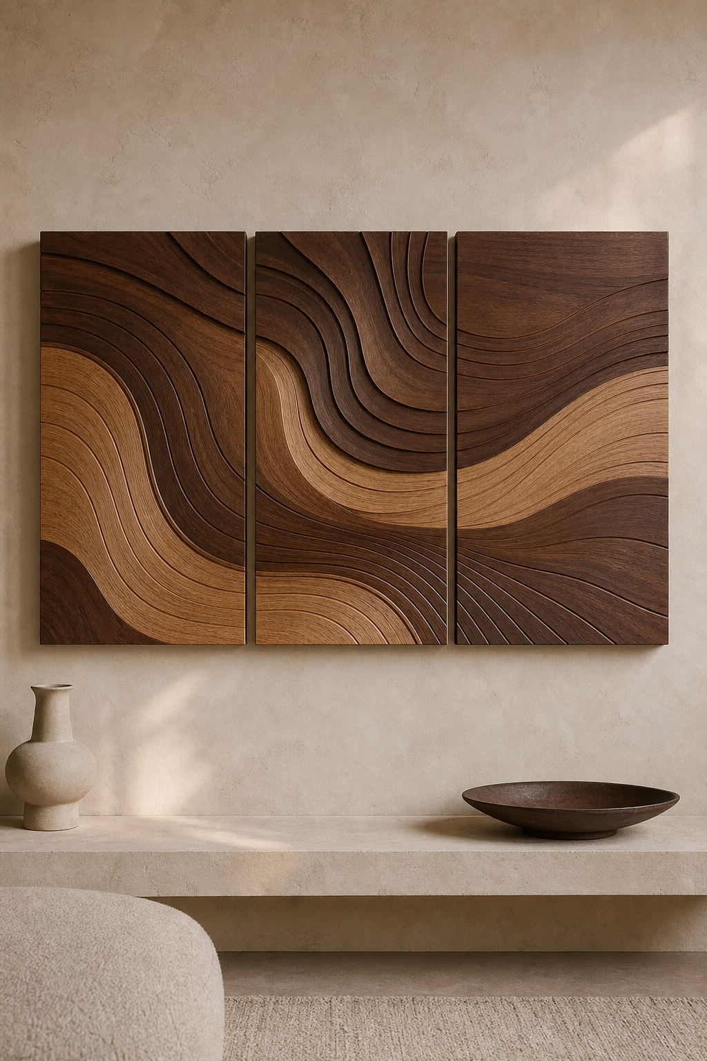 Meridian Fold Wood Triptych styled product preview