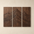 Three-panel Mountain Contour wood wall artwork