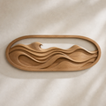 Oval Ocean Tide layered wave wood wall relief