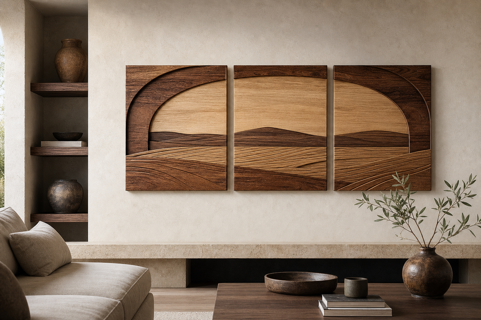 Sanctuary Horizon Wood Triptych styled product preview