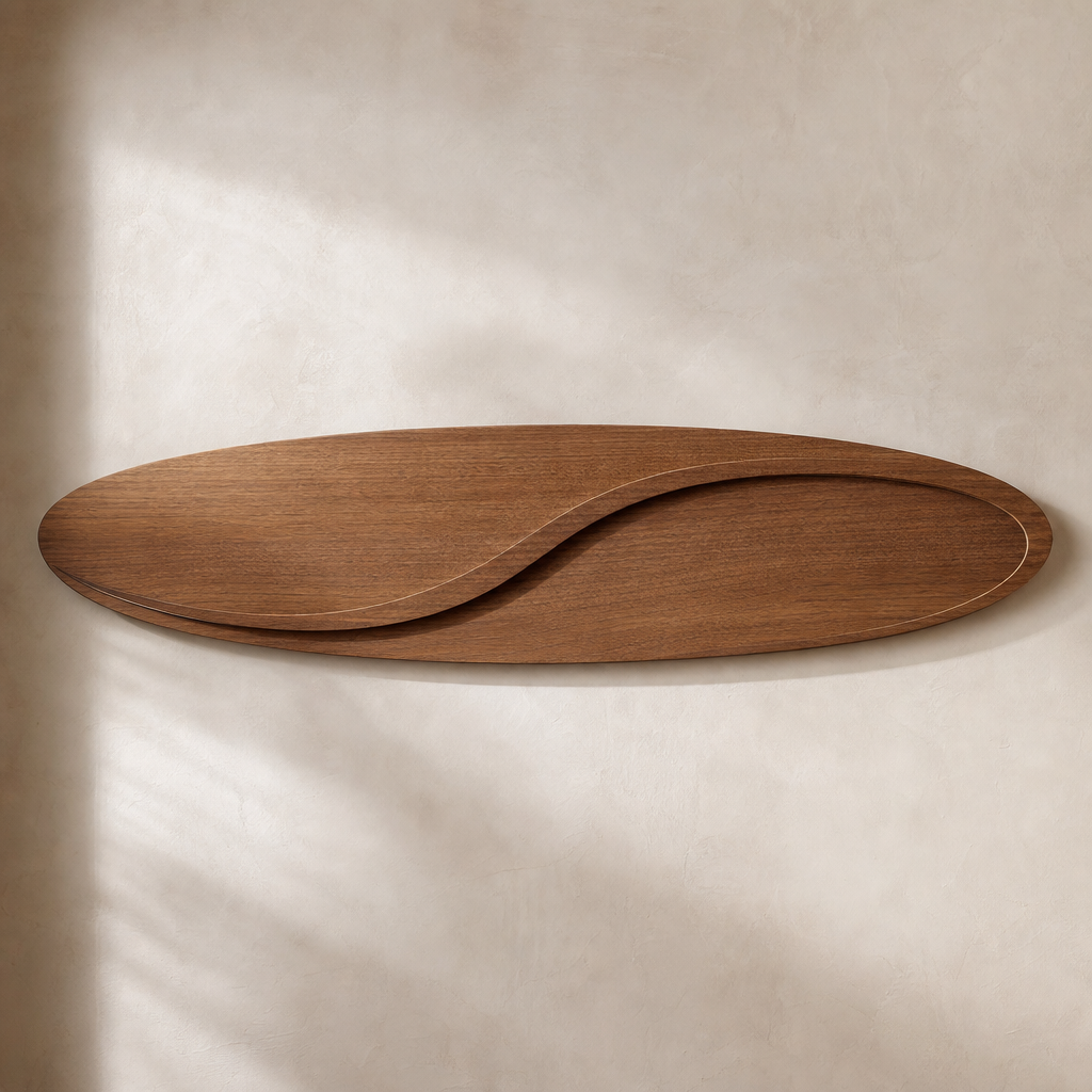 Horizontal Stillwater Arc minimalist wood wall art