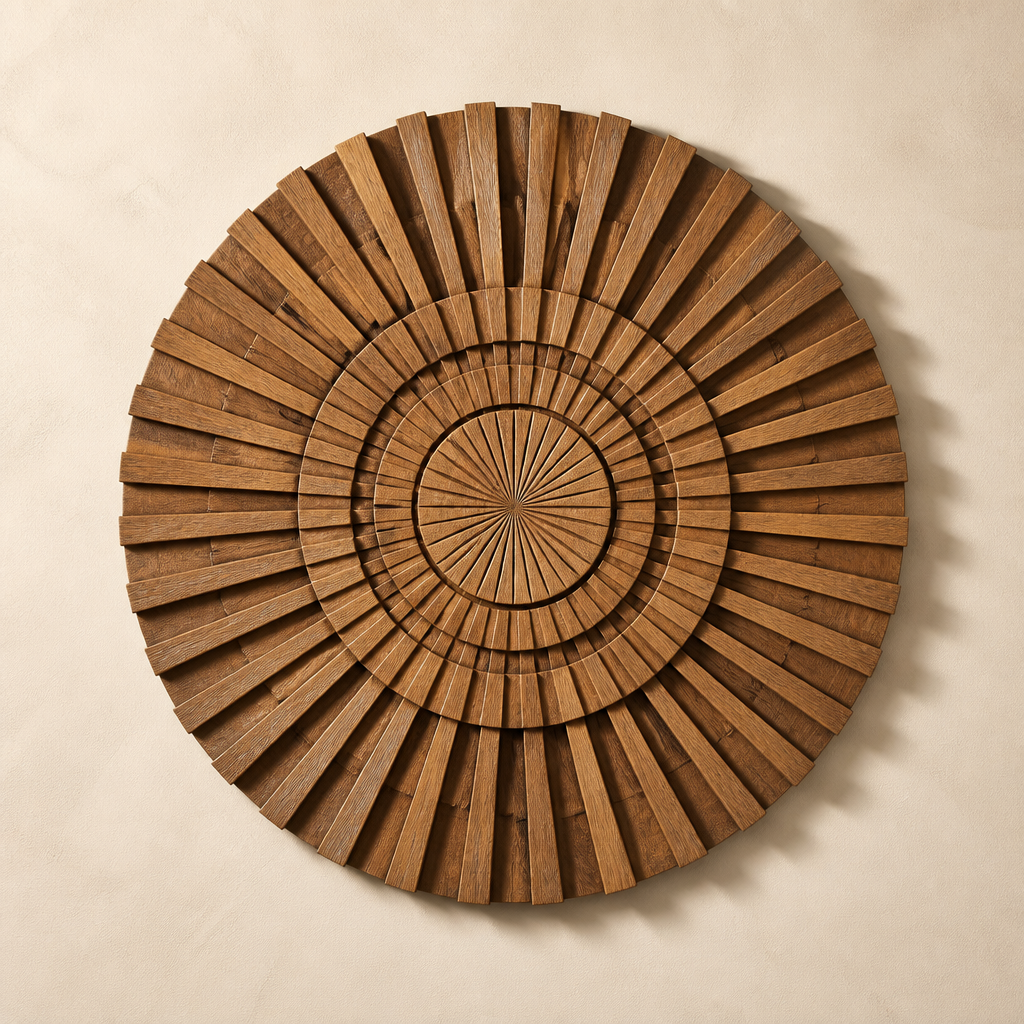 Circular Sunburst Radial wood wall relief