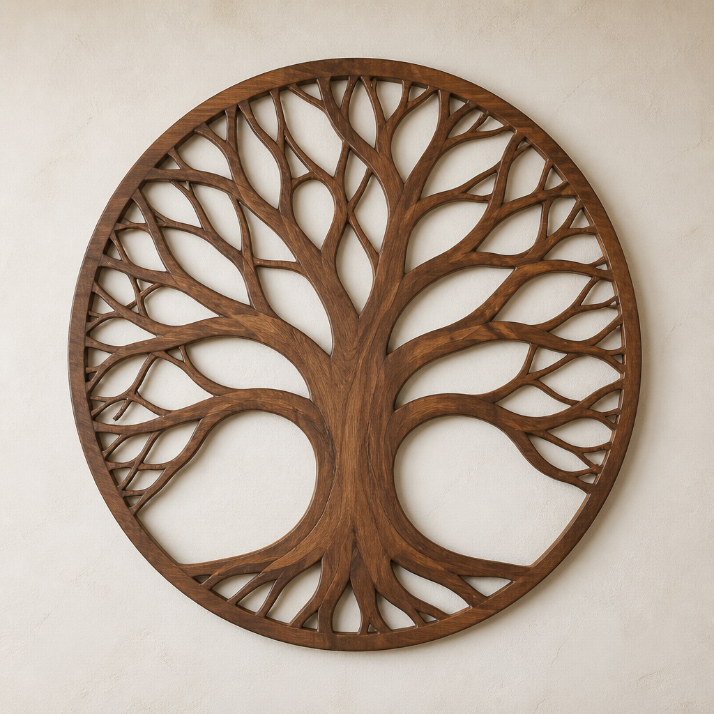 Circular Tree Canopy openwork wood wall sculpture