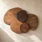 Abstract Zen Pebble Circles layered wood wall art