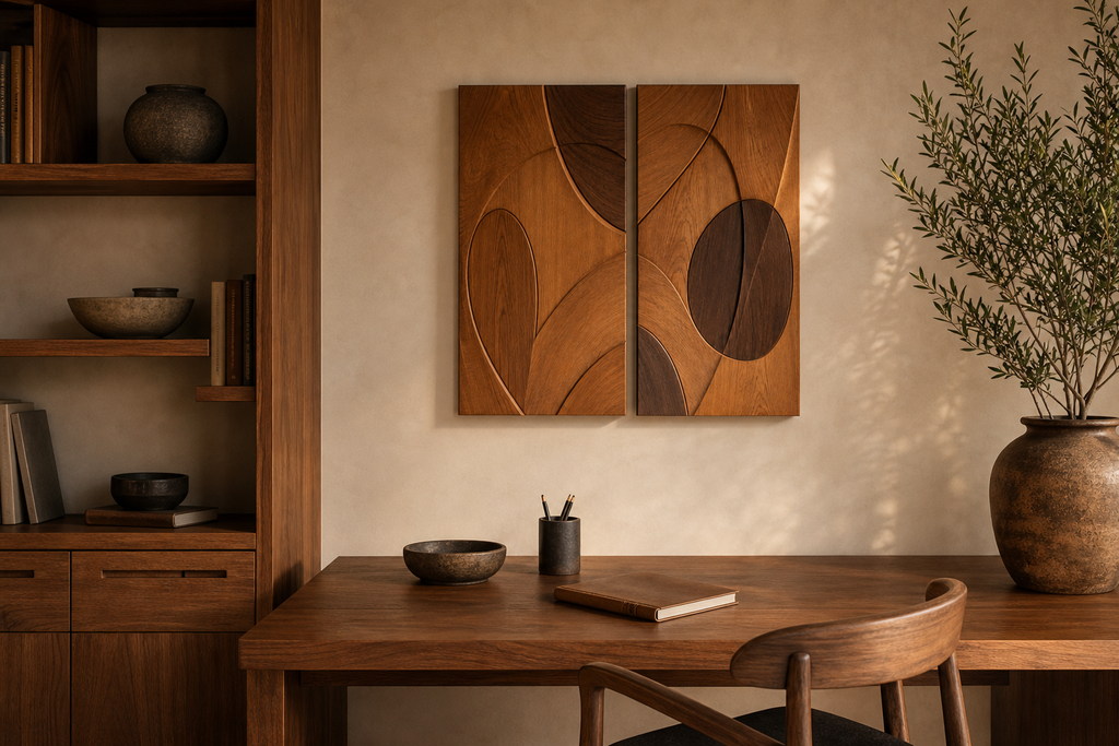 Saffron Echo Wood Diptych — Room view
