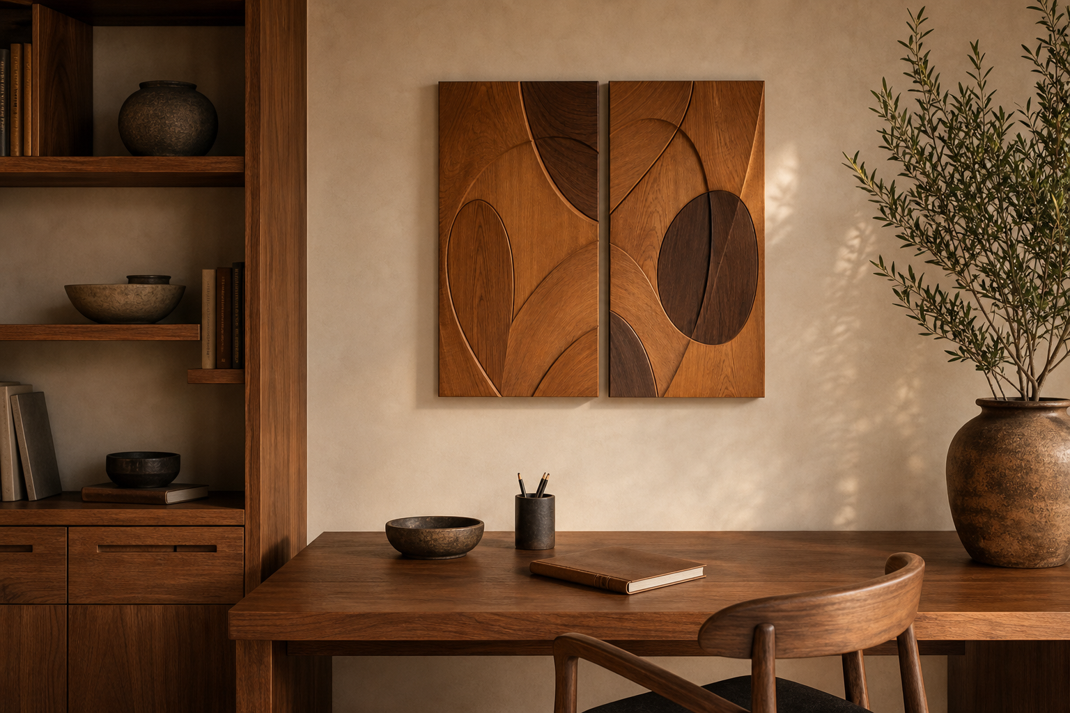 Saffron Echo Wood Diptych — Room view
